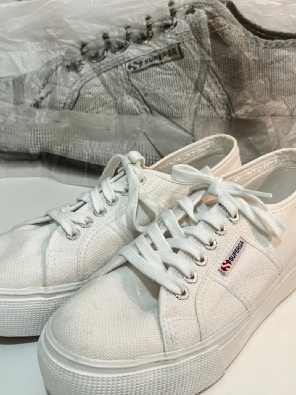 Superga 2790 ACOTW Linea Up and Down White Platform Sneakers - EU 39 / US Women